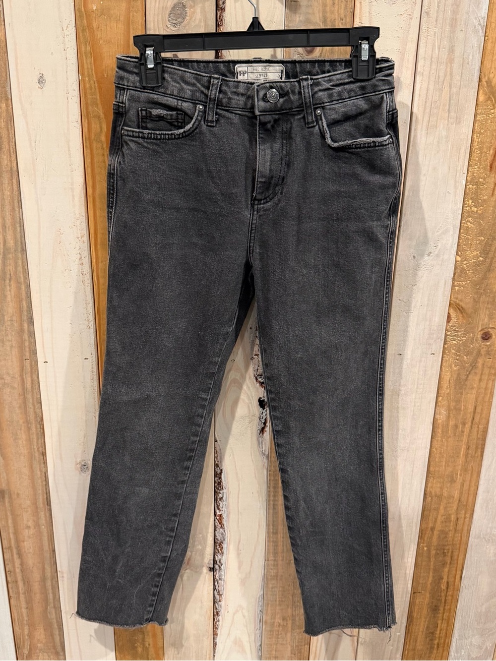 Free People Washed Black Cropped Ankle Jeans